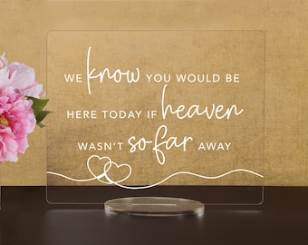 We Know You Would Be Here Today, if Heaven Wasn't So Far Away, Wedding Acrylic Sign, Acrylic Wedding Sign