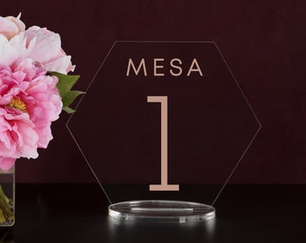 Clear Acrylic Table Numbers With Wooden Base - 4x6 Inches