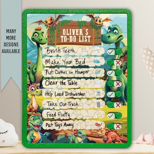 Personalized Dinosaur Kids Routine Chart: Daily Checklist, Dry-Erase