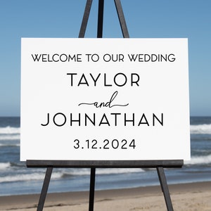 Semi-Custom Wedding Welcome Sign, Create your own Welcome Wedding Sign! Acrylic Wedding Sign - 18&quot;Hx24&quot;W Landscape White Acrylic