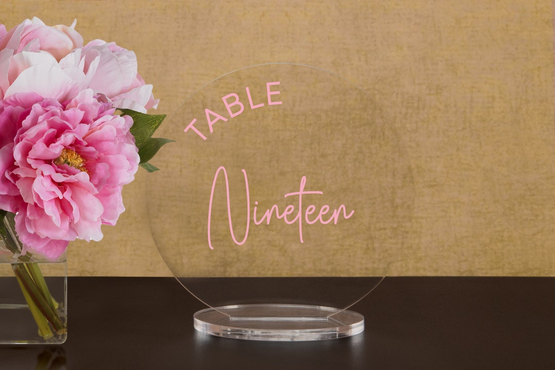 Round Table Numbers With Stand, Clear, White, Frosted, Black Acrylic