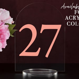 Custom Color, Full Arch Table numbers with stand custom Acrylic wedding table number Wedding Table Décor Modern Weddings