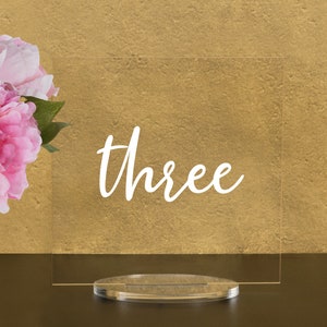 Square Table numbers with stand, Clear, White, Frosted, Black Acrylic wedding table number, Wedding Table Décor, Plexiglass Table Number
