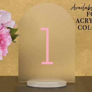 Custom Color, Full Arch Table numbers with stand custom Acrylic wedding table number Wedding Table Décor Modern Weddings