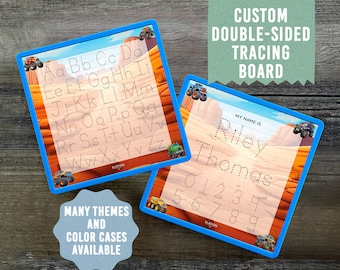 Personalized Monster Truck Name Tracing Board: Double-Sided Learning