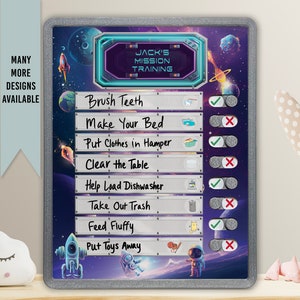Kids Routine Chart | Chore Chart for Kids | Daily Checklist | Kids Daily Tasks | Daily Routine | Dry-Erase | Personalized | Space Theme