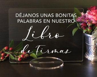 Libro de Firmas, Letrero de Acrilico Para Bodas