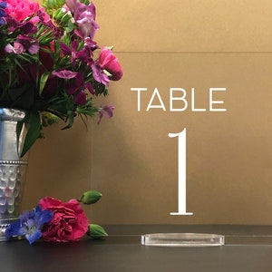 Square Table numbers with stand, clear acrylic wedding table number, Wedding Table Décor, Plexiglass Table Number, Modern Weddings