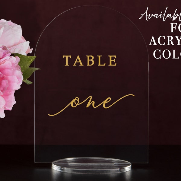 Custom Color, Full Arch Table numbers with stand custom Acrylic wedding table number Wedding Table Décor Modern Weddings