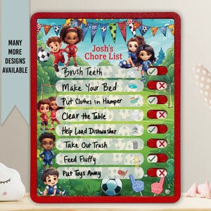 Kids Routine Chart | Chore Chart for Kids | Daily Checklist | Kids Daily Tasks | Daily Routine | Dry-Erase | Personalized | Soccer Theme