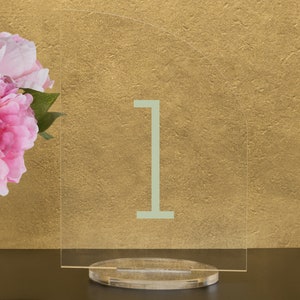 Custom Color, Full Arch Table numbers with stand custom Acrylic wedding table number Wedding Table Décor Modern Weddings