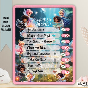Kids Routine Chart | Chore Chart for Kids | Daily Checklist | Kids Daily Tasks | Daily Routine | Dry-Erase | Personalized | Fairies Theme