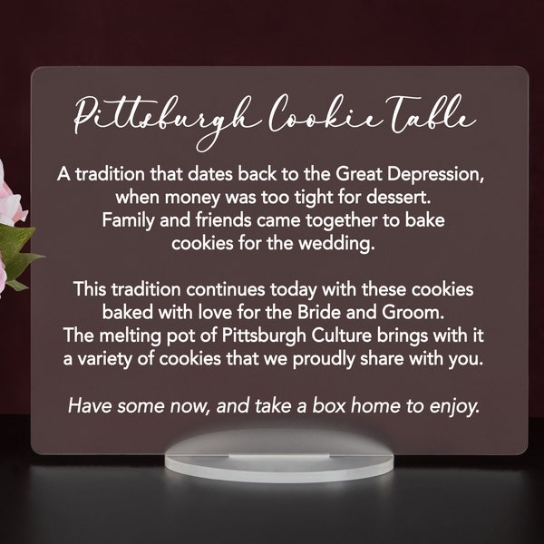 Pittsburgh Cookie Table Traditional Favors Sign for wedding and special events.