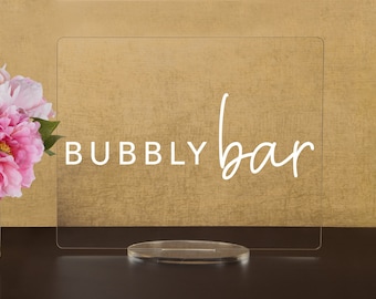 Bubbly Bar, Open Bar Wedding Bar Menu Sign and Cocktail Bar Sign for wedding and special events.