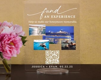 Custom Acrylic Honeymoon Cruise Fund Sign, QR Code Wedding Gift