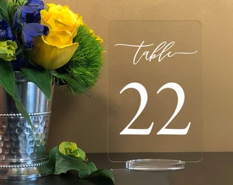 Acrylic Table numbers with stand custom - clear acrylic wedding table number Wedding Table Décor Modern Weddings