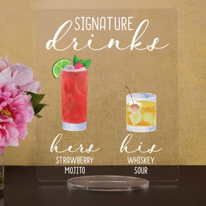 Bar Menu Signature Drinks! -  Bar Menu Sign, Bar Sign for wedding and special events.