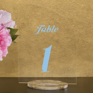 Custom Color, Full Arch Table numbers with stand custom Acrylic wedding table number Wedding Table Décor Modern Weddings