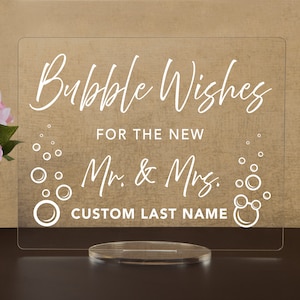 Custom Bubble Send Off Sign - Bubble Wishes for the New Mr & Mrs - Acrylic Wedding Sign