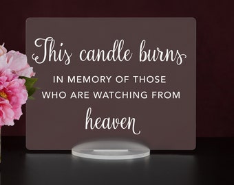 Memorial Wedding Acrylic Sign: 'Watching from Heaven' Decor