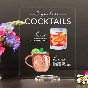Custom Acrylic Signature Cocktail Bar Sign – Wedding & Events