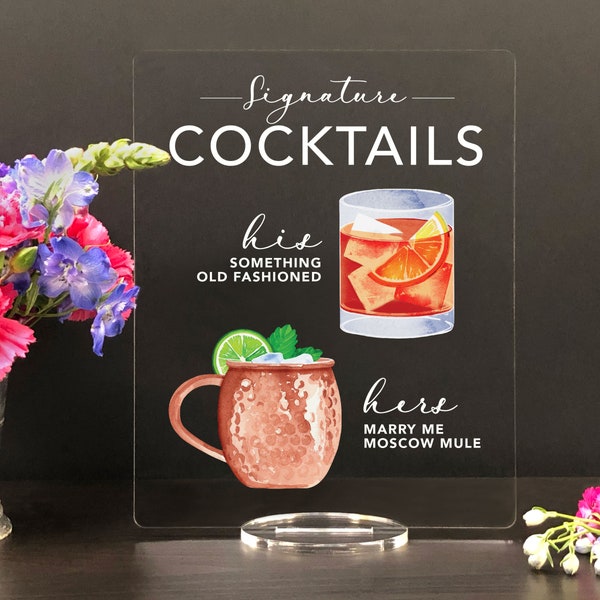 Custom Acrylic Signature Cocktail Bar Sign – Wedding & Events