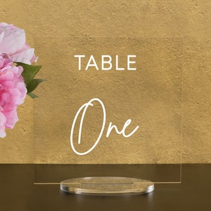 Square Table numbers with stand, Clear, White, Frosted, Black Acrylic wedding table number, Wedding Table Décor, Plexiglass Table Number
