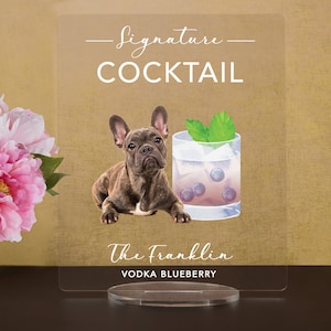 Bar Menu Pet Signature Drinks! - Custom Dog, Cat, Pet Bar Menu Sign, Bar Sign for weddings and special events.