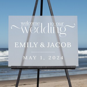 Semi-Custom Wedding Welcome Sign, Create your own Welcome Wedding Sign! Acrylic Wedding Sign - 18&quot;Hx24&quot;W Landscape Frosted Acrylic