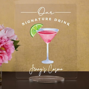 Our Signature Drink!  Bar Menu Sign, Cocktail Bar Sign for wedding and special events.