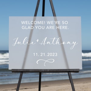 Semi-Custom Wedding Welcome Sign, Create your own Welcome Wedding Sign! Acrylic Wedding Sign - 18&quot;Hx24&quot;W Landscape Frosted Acrylic