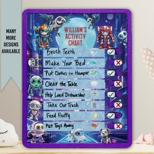 Personalized Kids Robot Chore Chart: Daily Checklist, Dry-Erase