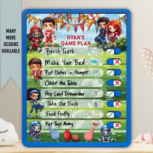 Kids Routine Chart | Chore Chart for Kids | Daily Checklist | Kids Daily Tasks | Daily Routine | Dry-Erase | Personalized | Football Theme