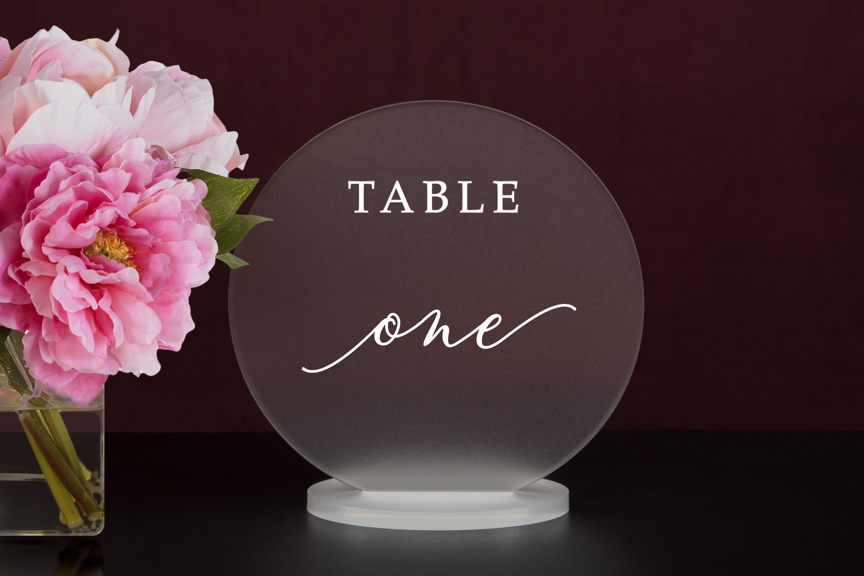 Round Table Numbers With Stand, Clear, White, Frosted, Black Acrylic ...
