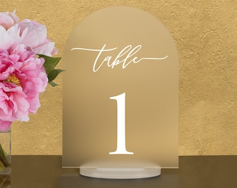 Full Arch Table numbers with stand custom Acrylic wedding table number Wedding Table Décor Modern Weddings