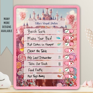 Kids Routine Chart | Chore Chart for Kids | Daily Checklist | Kids Daily Tasks | Daily Routine | Dry-Erase | Personalized | Candy Theme