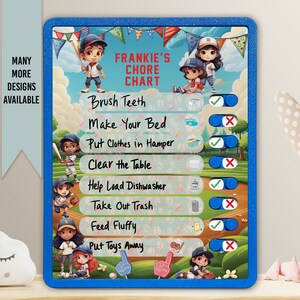 Kids Routine Chart | Chore Chart for Kids | Daily Checklist | Kids Daily Tasks | Daily Routine | Dry-Erase | Personalized | Baseball Theme