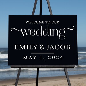 Semi-Custom Wedding Welcome Sign, Create your own Welcome Wedding Sign! Acrylic Wedding Sign - 18"Hx24"W Landscape Black Acrylic
