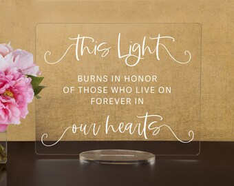 Heavenly Light Wedding Memorial Acrylic Sign