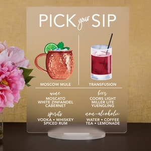 Transfusion Cocktail Sign Custom Acrylic Signature Drinks Bar Sign, Wedding Menu - Etsy