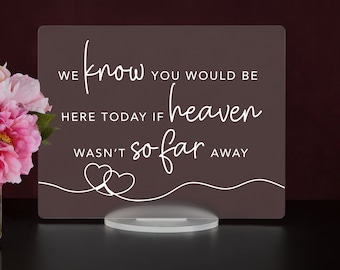 Frosted Acrylic Wedding Sign, Memorial Table Decor