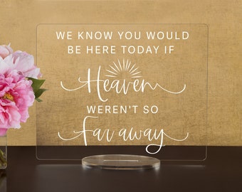Memorial Wedding Acrylic Sign: "If Heaven Wasn't So Far Away"