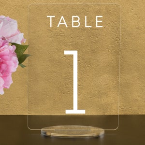 Rectangle Table numbers with stand, Clear, White, Frosted, Black Acrylic wedding table number, Wedding Table Décor, Plexiglass Table Number