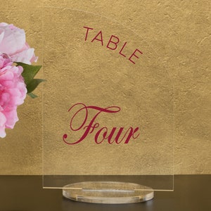 Custom Color, Full Arch Table numbers with stand custom Acrylic wedding table number Wedding Table Décor Modern Weddings