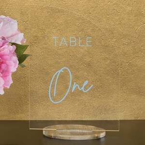 Custom Color, Full Arch Table numbers with stand custom Acrylic wedding table number Wedding Table Décor Modern Weddings