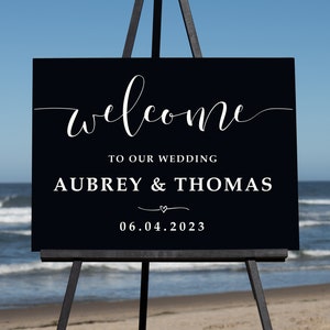 Semi-Custom Wedding Welcome Sign, Create your own Welcome Wedding Sign! Acrylic Wedding Sign - 18"Hx24"W Landscape Black Acrylic