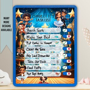 Kids Routine Chart | Chore Chart for Kids | Daily Checklist | Kids Daily Tasks | Daily Routine | Dry-Erase | Personalized | Dance Theme