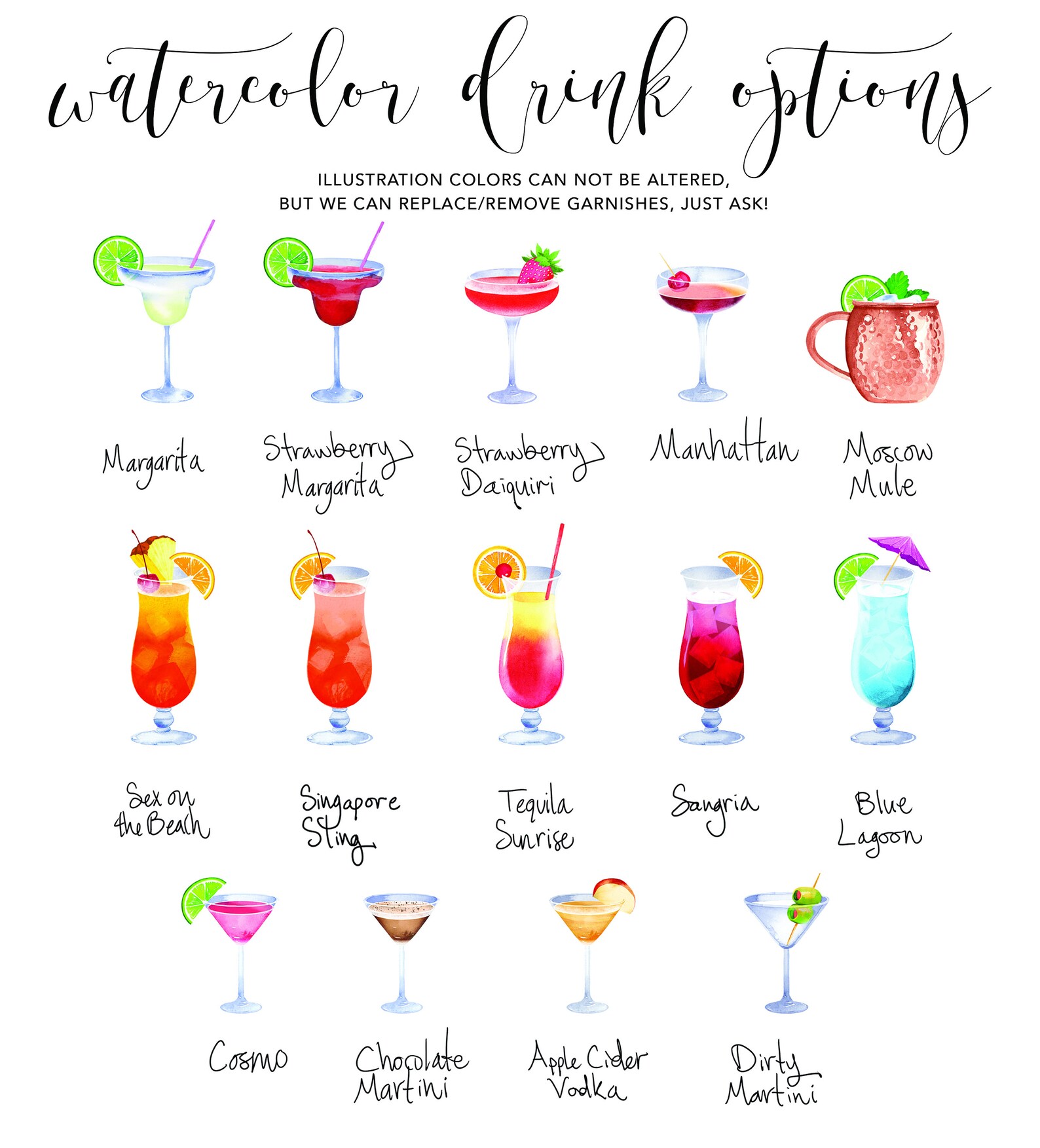 Pick Your Sip Signature Drinks Bar Menu Sign and Cocktail Etsy