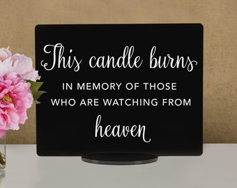 Memorial Wedding Sign: Black Acrylic, In Memory Of Loved Ones
