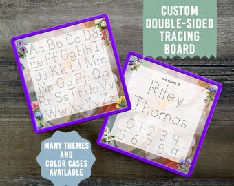 Personalized Flower Theme Name Tracing Board: Double-Sided Learning